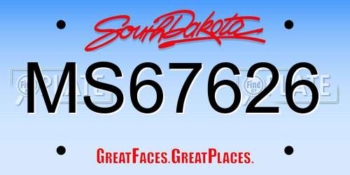 MS67626 South Dakota License Plate