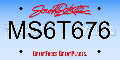 MS6T676 South Dakota License Plate