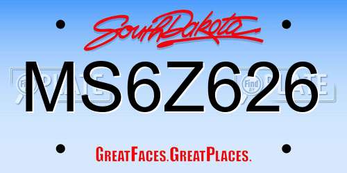 MS6Z626 South Dakota License Plate