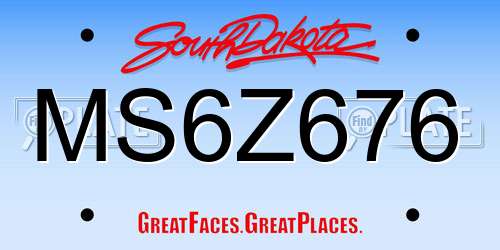 MS6Z676 South Dakota License Plate