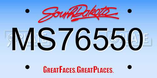 MS76550 South Dakota License Plate
