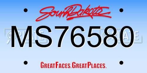 MS76580 South Dakota License Plate