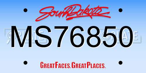 MS76850 South Dakota License Plate