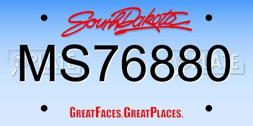 MS76880 South Dakota License Plate