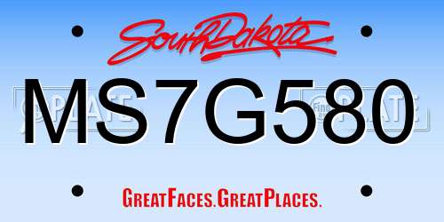 MS7G580 South Dakota License Plate