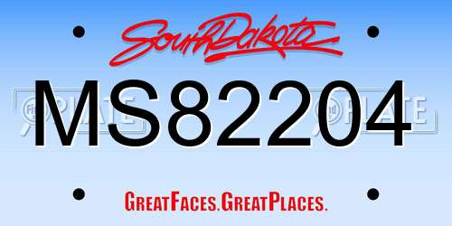 MS82204 South Dakota License Plate