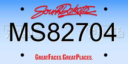 MS82704 South Dakota License Plate