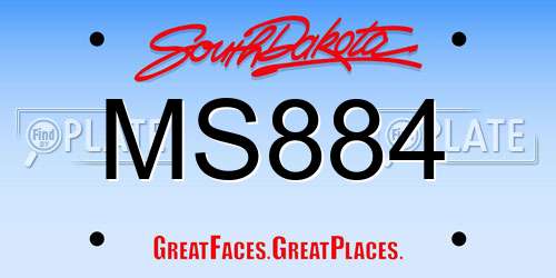 MS884 South Dakota License Plate