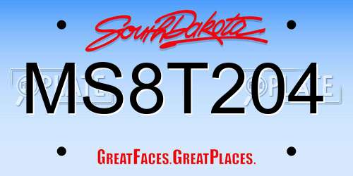 MS8T204 South Dakota License Plate