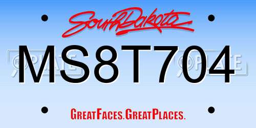 MS8T704 South Dakota License Plate