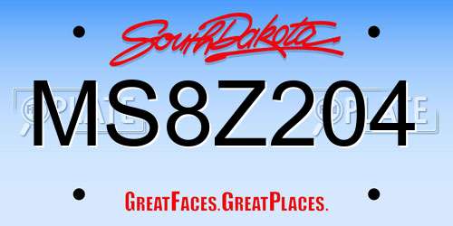 MS8Z204 South Dakota License Plate