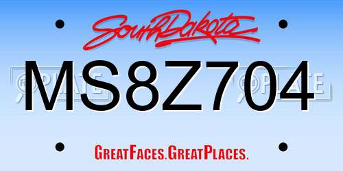 MS8Z704 South Dakota License Plate