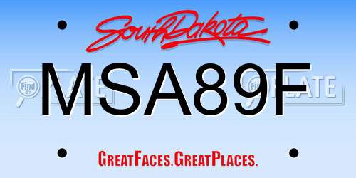 MSA89F South Dakota License Plate
