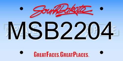 MSB2204 South Dakota License Plate