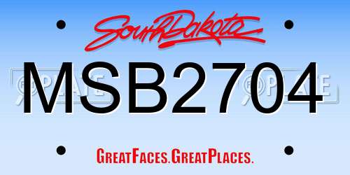 MSB2704 South Dakota License Plate