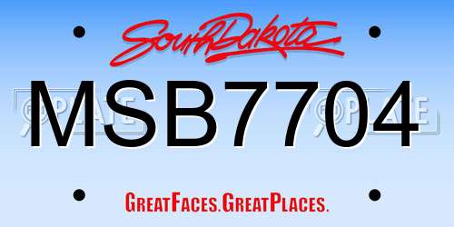 MSB7704 South Dakota License Plate