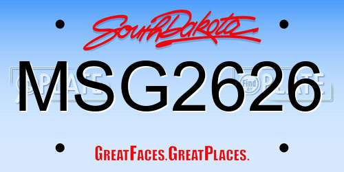 MSG2626 South Dakota License Plate