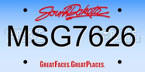 MSG7626 South Dakota License Plate