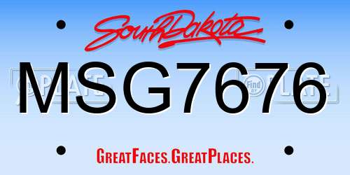 MSG7676 South Dakota License Plate
