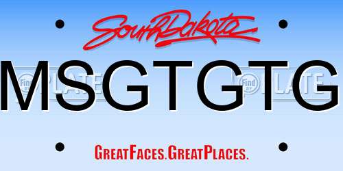 MSGTGTG South Dakota License Plate