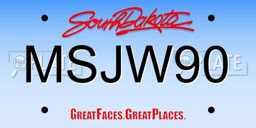 MSJW90 South Dakota License Plate