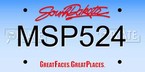 MSP524 South Dakota License Plate