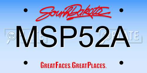 MSP52A South Dakota License Plate