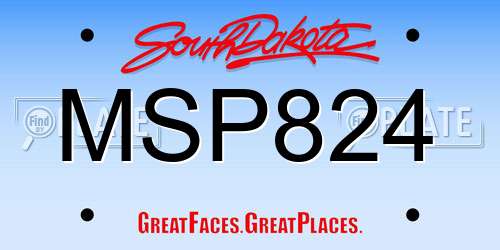 MSP824 South Dakota License Plate