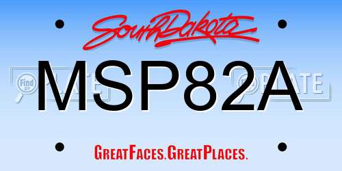 MSP82A South Dakota License Plate