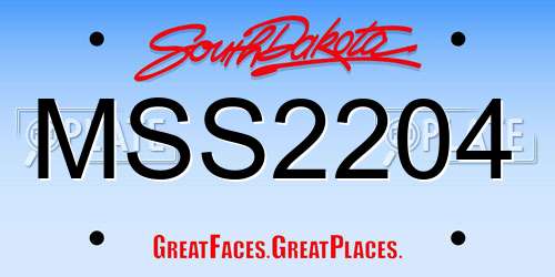MSS2204 South Dakota License Plate
