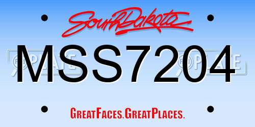 MSS7204 South Dakota License Plate