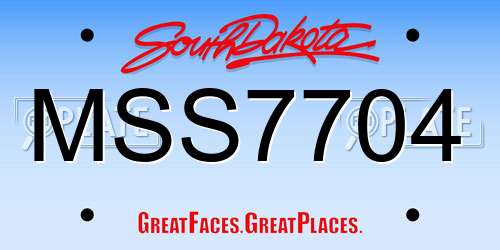 MSS7704 South Dakota License Plate