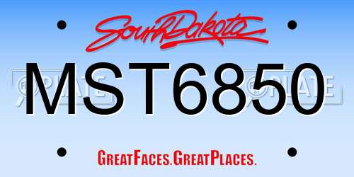 MST6850 South Dakota License Plate