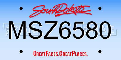 MSZ6580 South Dakota License Plate