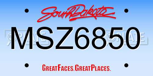 MSZ6850 South Dakota License Plate