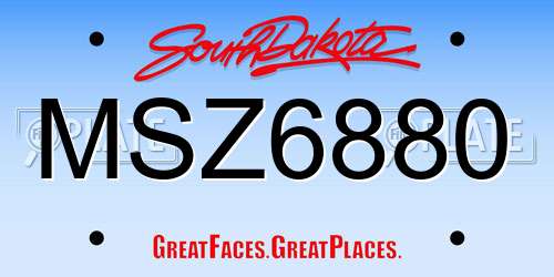 MSZ6880 South Dakota License Plate