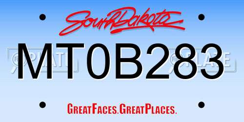 MT0B283 South Dakota License Plate