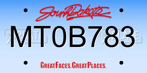 MT0B783 South Dakota License Plate