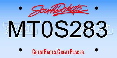 MT0S283 South Dakota License Plate