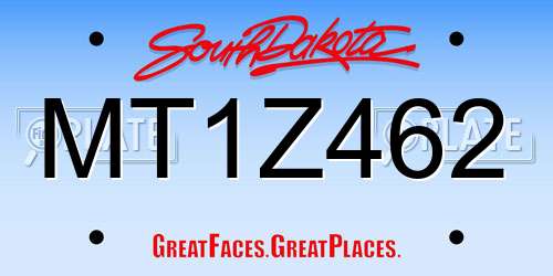 MT1Z462 South Dakota License Plate