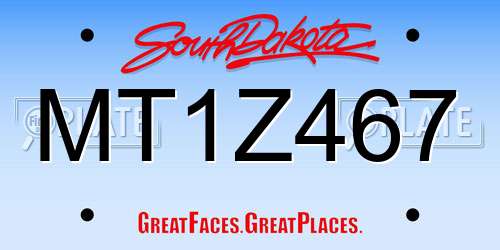 MT1Z467 South Dakota License Plate