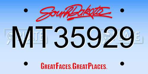 MT35929 South Dakota License Plate
