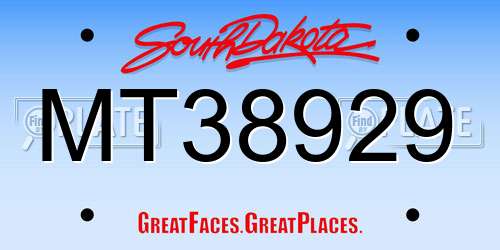 MT38929 South Dakota License Plate