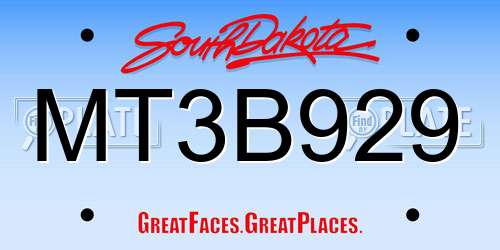MT3B929 South Dakota License Plate
