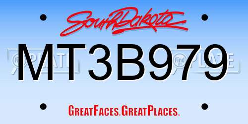 MT3B979 South Dakota License Plate
