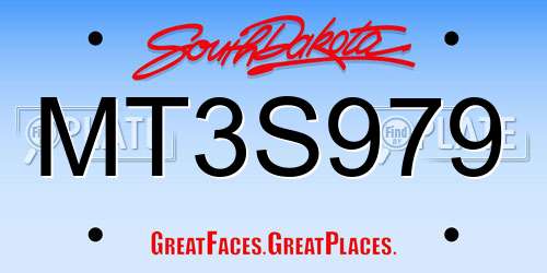 MT3S979 South Dakota License Plate