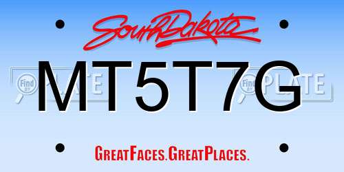 MT5T7G South Dakota License Plate