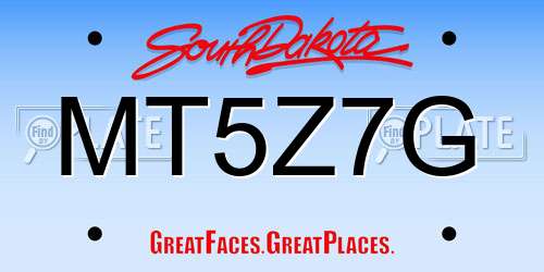 MT5Z7G South Dakota License Plate