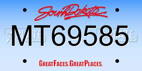 MT69585 South Dakota License Plate
