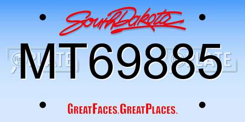 MT69885 South Dakota License Plate